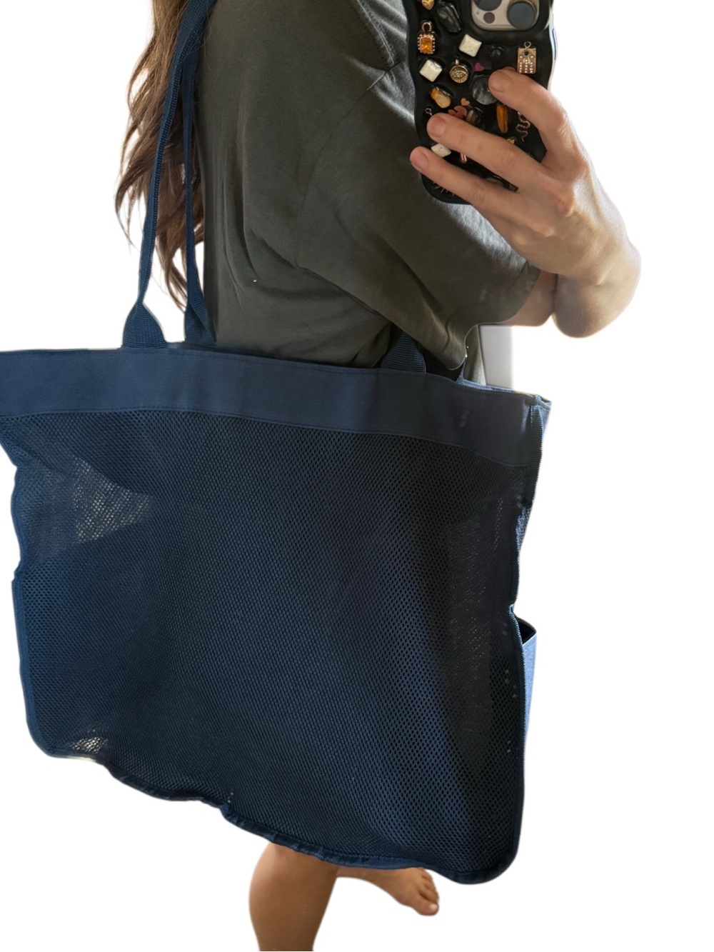 nwt Sunglow Oversized brand new blue mesh beach bag and zippered pouch